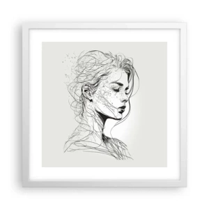 Poster in einem weißen Rahmen - Porträt im Gedanken - 40x40 cm