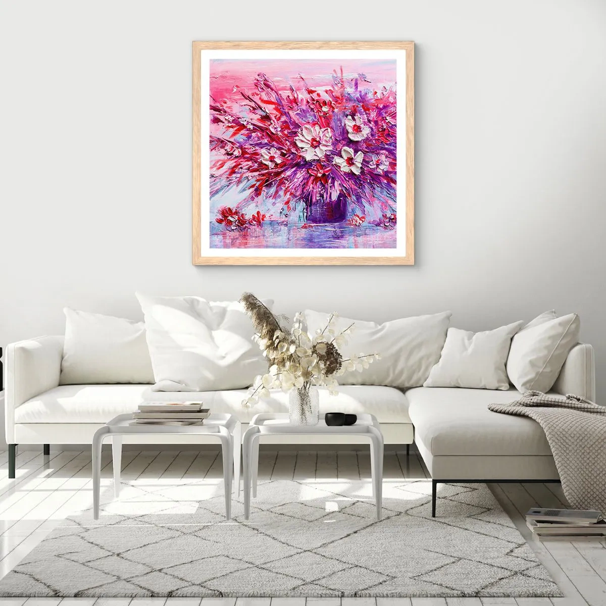 Poster in einem Rahmen aus heller Eiche - Unschuld und Leidenschaft - 50x50 cm