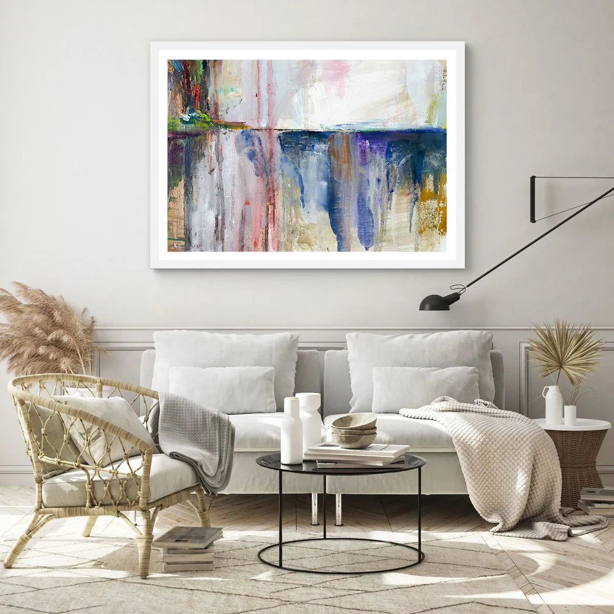 Poster in einem weißen Rahmen - Bunte Eindrücke und Assoziationen - 100x70 cm