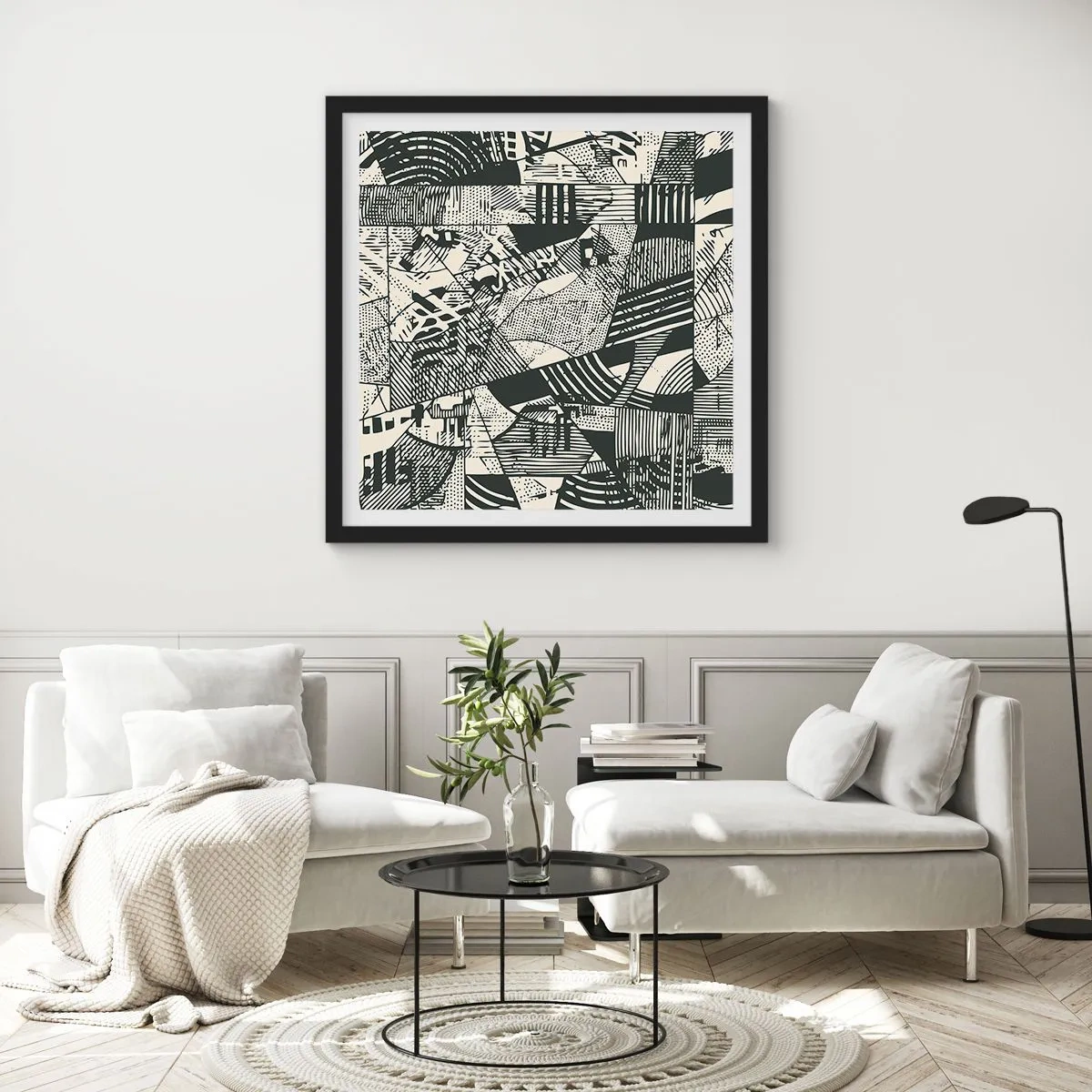 Poster in einem schwarzem Rahmen - Die Dynamik der Gegenwart - 30x30 cm