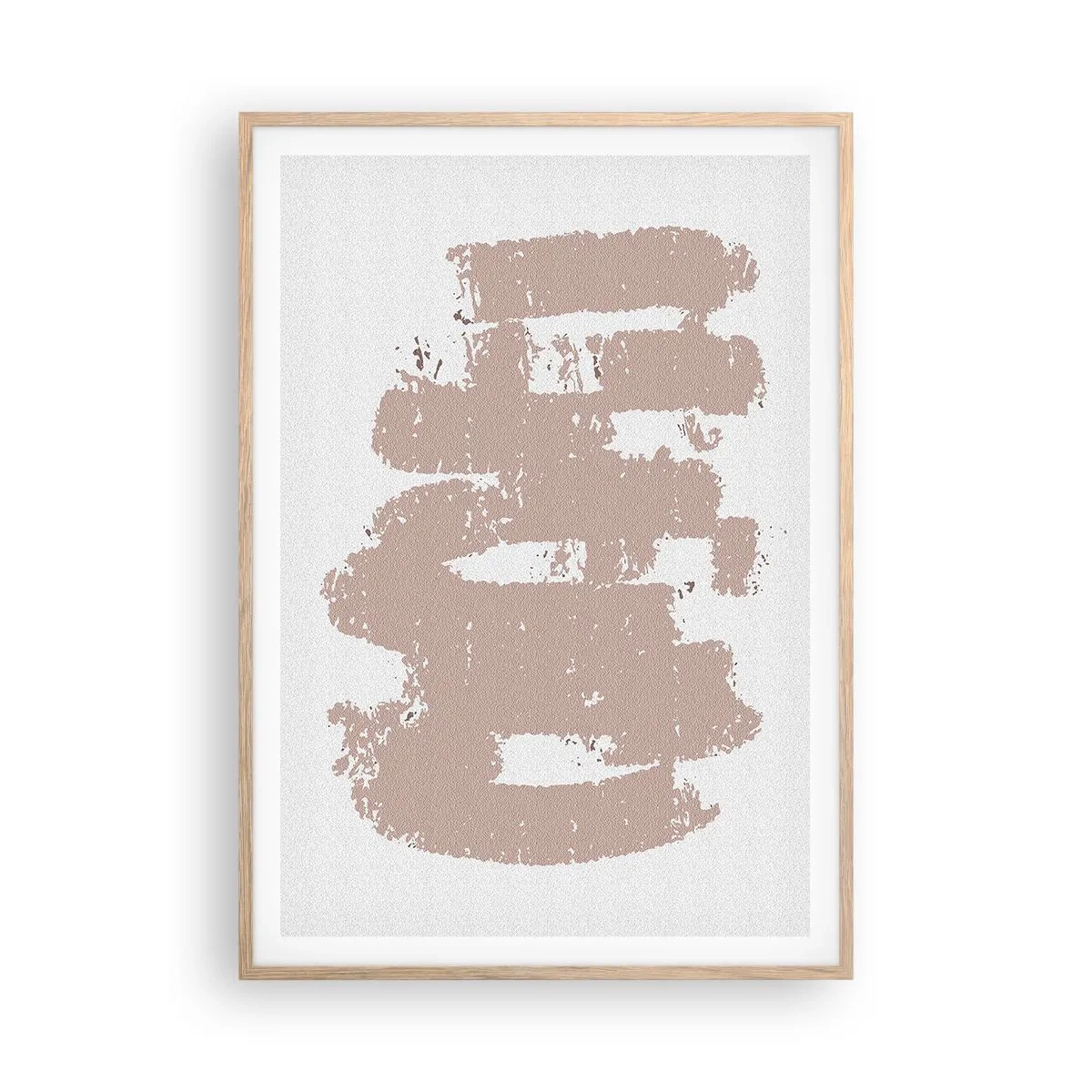 Poster in einem Rahmen aus heller Eiche - Abstraktion in zartem Rosa - 70x100 cm