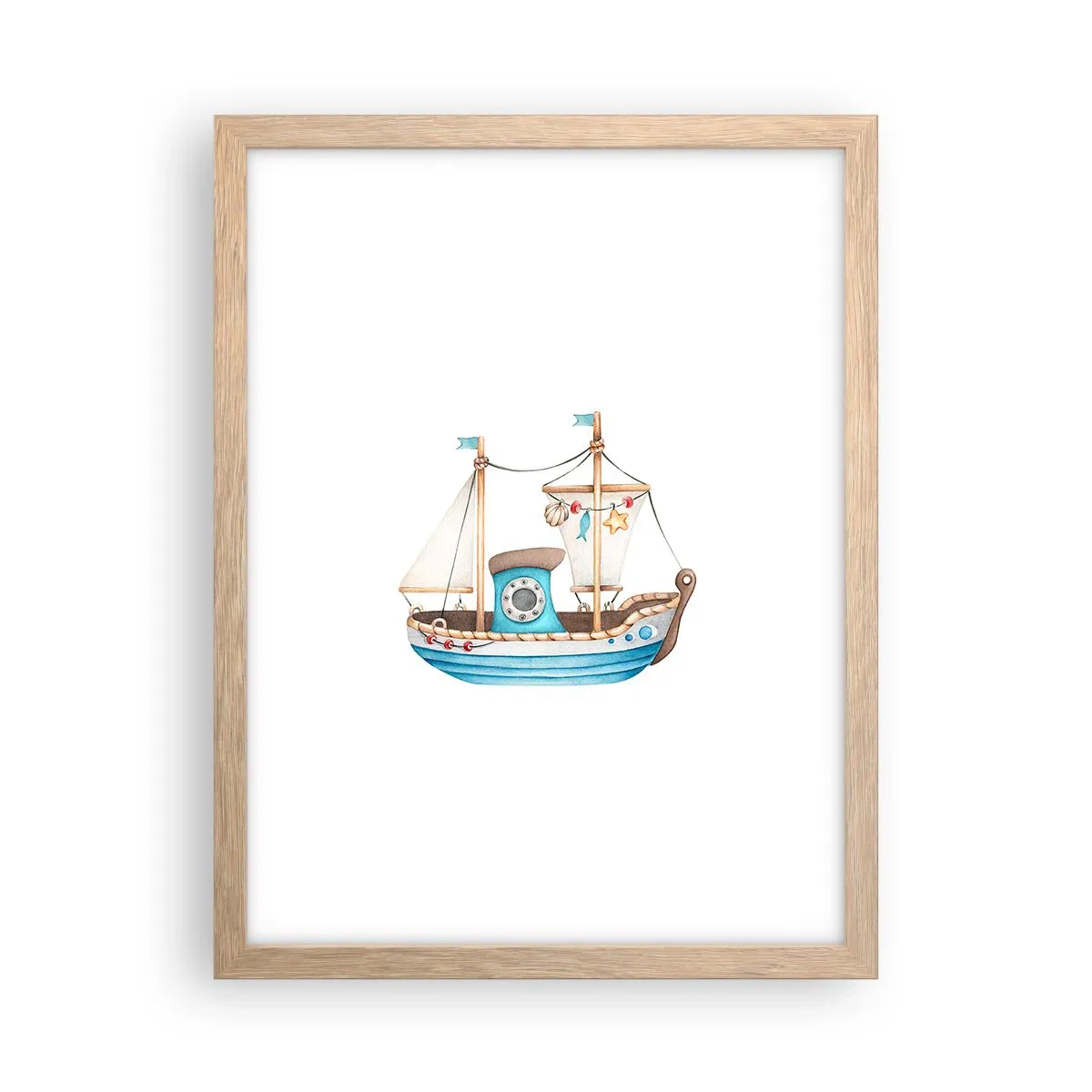 Poster in einem Rahmen aus heller Eiche - Ahoi, Abenteuer! - 30x40 cm