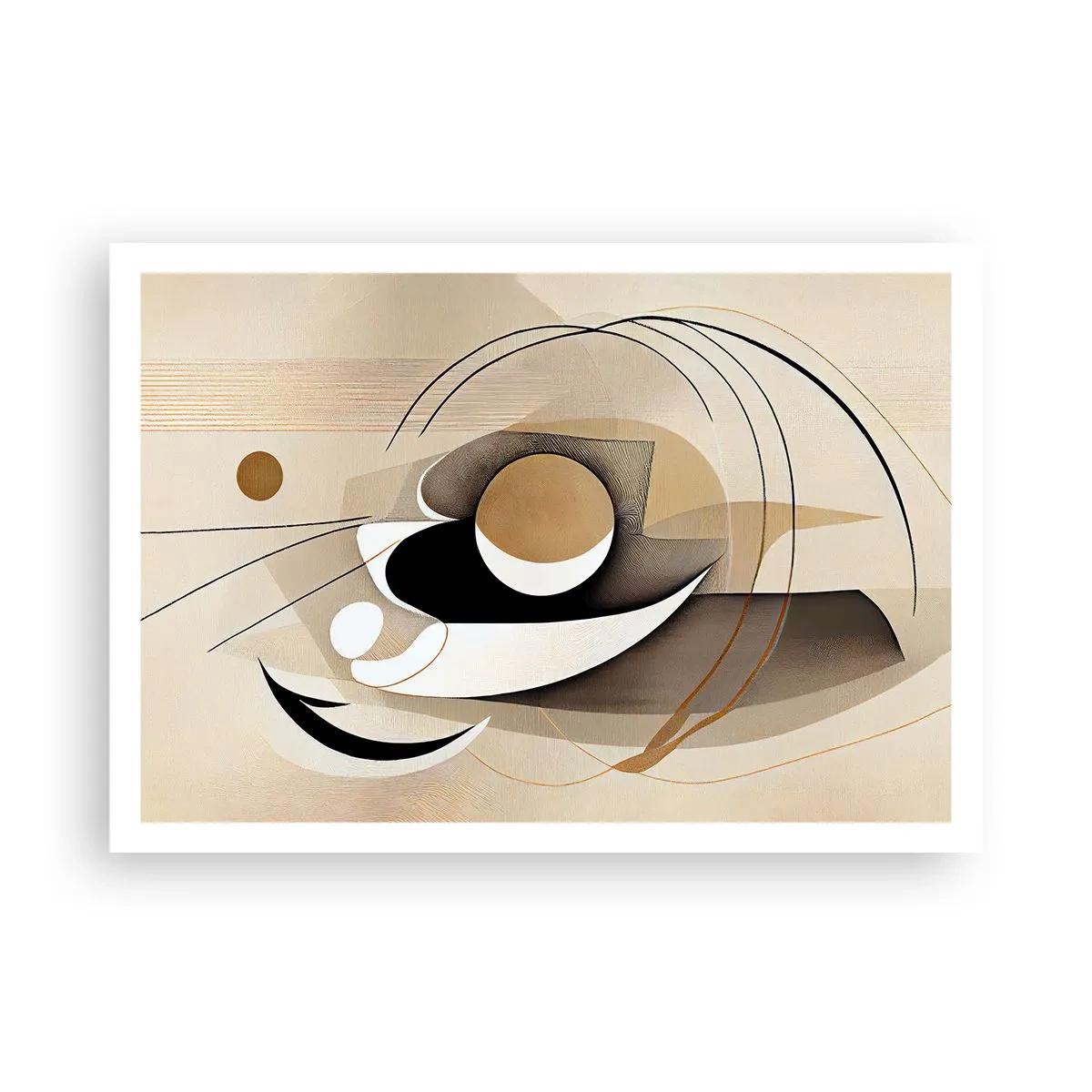 Poster - Abstrakte Komposition in Beige- und Schwarztönen - 100x70cm - Komposition: die Essenz des Wortes - Moderne Wanddekoration für Wohnzimmer und Schlafzimmer ARTTOR