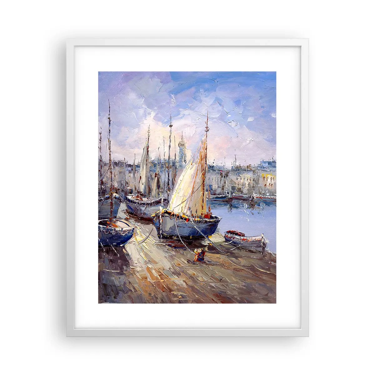 Poster in einem weißen Rahmen - Stadt an der Bucht - 40x50 cm