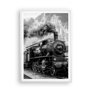 Poster in einem weißen Rahmen - Steht am Bahnhof ... - 70x100 cm