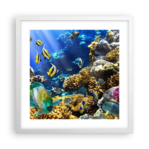 Poster in einem weißen Rahmen - Viel Verkehr auf dem Ferienweg - 40x40 cm