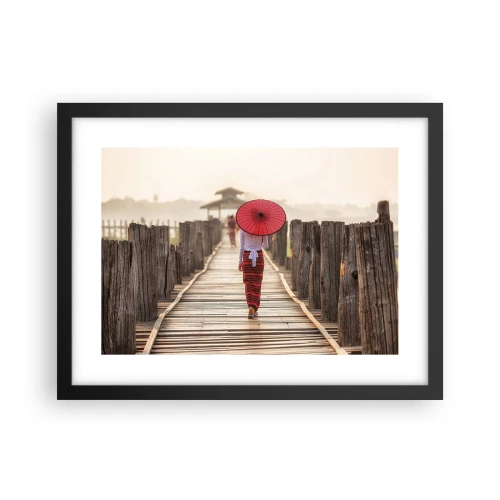 Poster in einem schwarzem Rahmen - Auf der alten Brücke - 40x30 cm