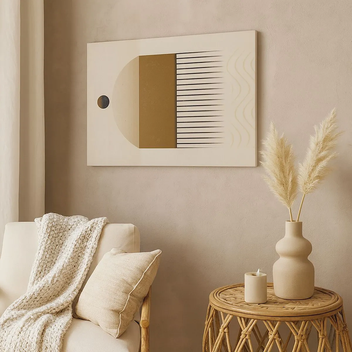 Bild auf Leinwand - Leinwandbild - Abstrakte geometrische Komposition in Beige- und Brauntönen - 70x50cm - Verschiedene Staaten - Moderne Wanddekoration für Wohnzimmer und Schlafzimmer ARTTOR