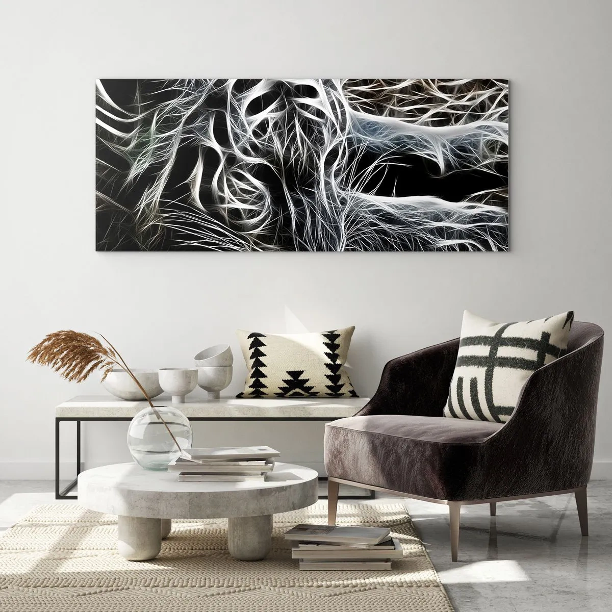 Glasbild - Bild auf glas - Eine Studie über die Leichtigkeit der Katze - 100x40 cm