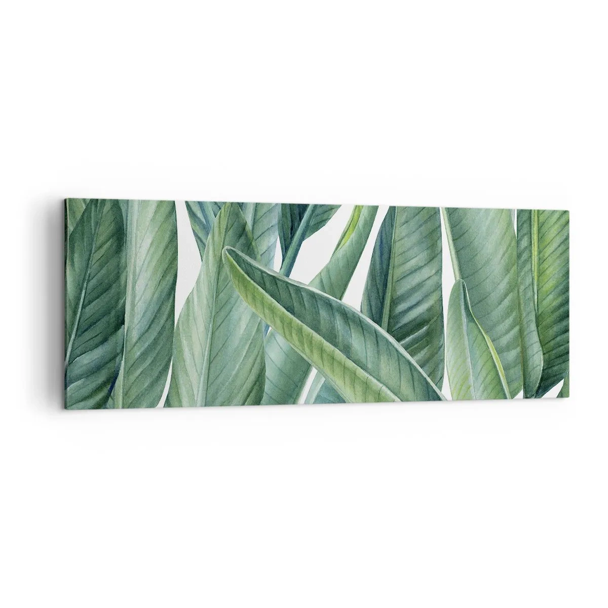 Bild auf Leinwand - Leinwandbild - Grüne Blätter im minimalistischen, botanischen Stil - 140x50cm - An und für sich Grün - Moderne Wanddekoration für Wohnzimmer und Schlafzimmer ARTTOR
