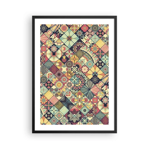 Poster in einem schwarzem Rahmen - Buntes Muster im Mosaikstil - 50x70cm - marokkanische Atmosphäre - Moderne Wanddekoration für Wohnzimmer und Schlafzimmer ARTTOR