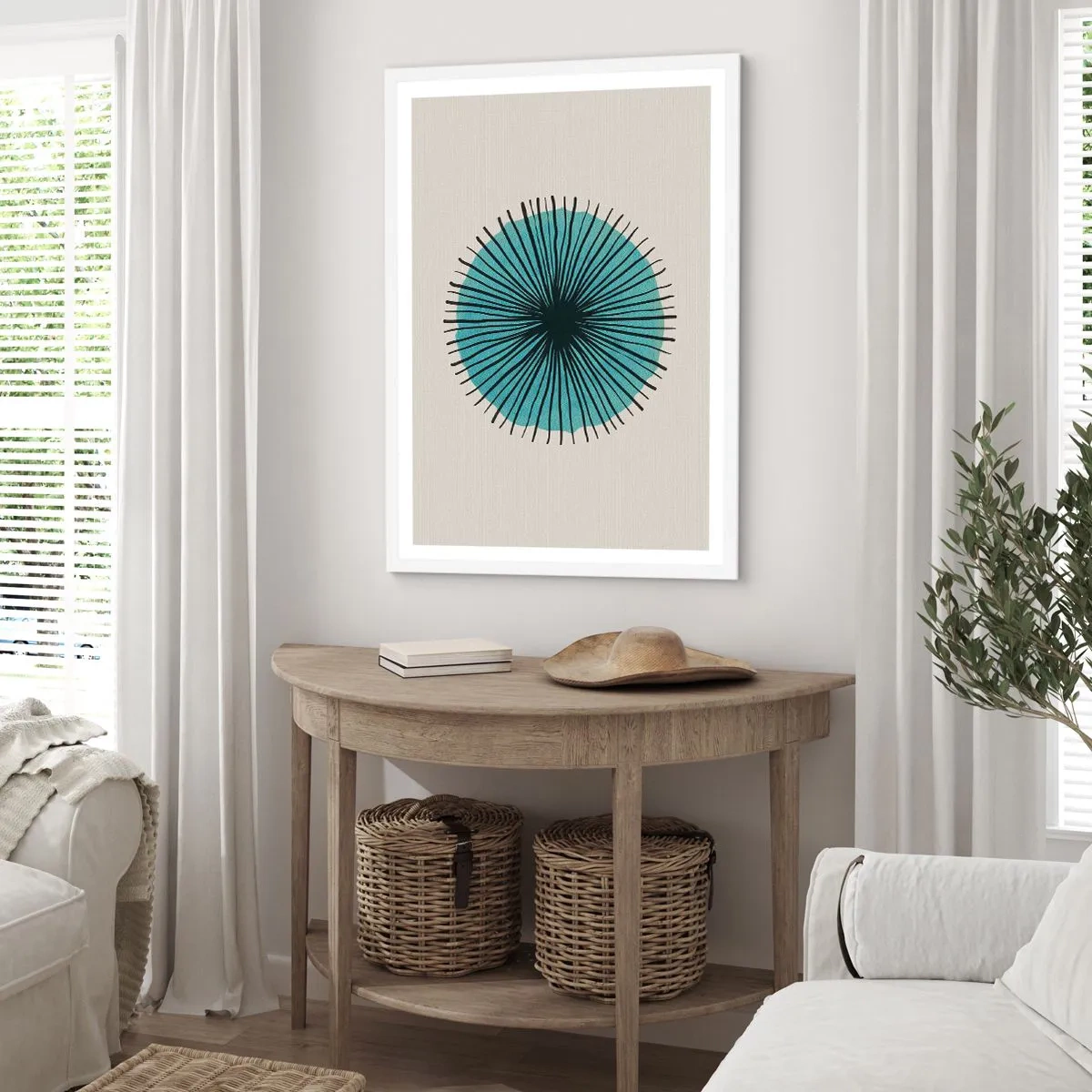 Poster in einem weißen Rahmen - Strahlend im Blau - 61x91 cm