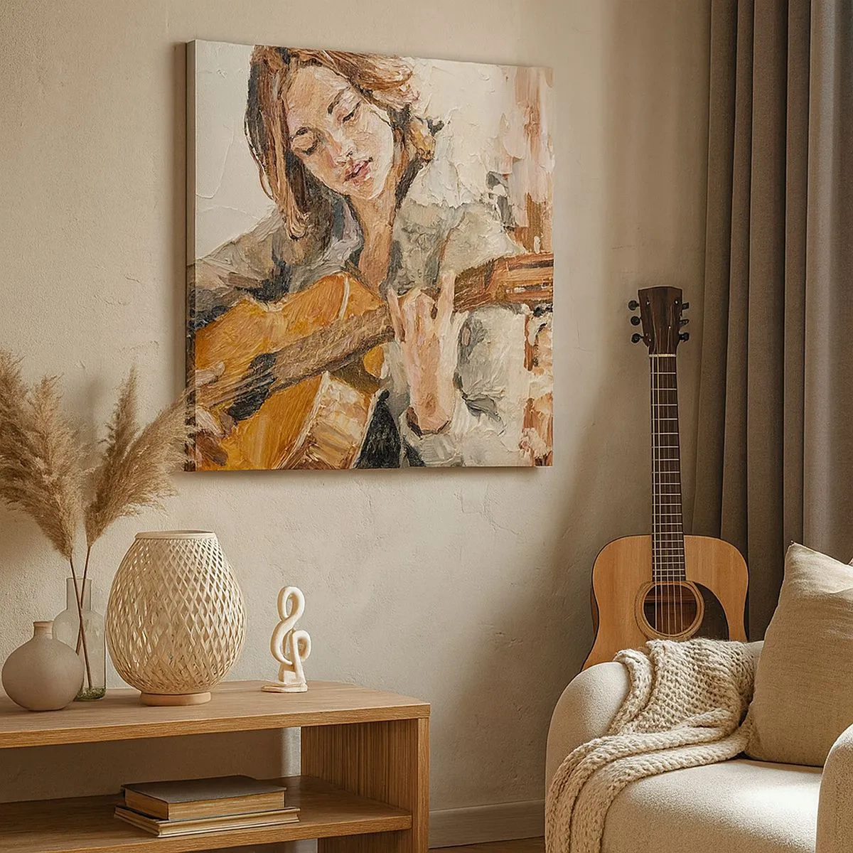 Bild auf Leinwand - Leinwandbild - Konzert für Gitarre und Mädchenherz - 30x30 cm