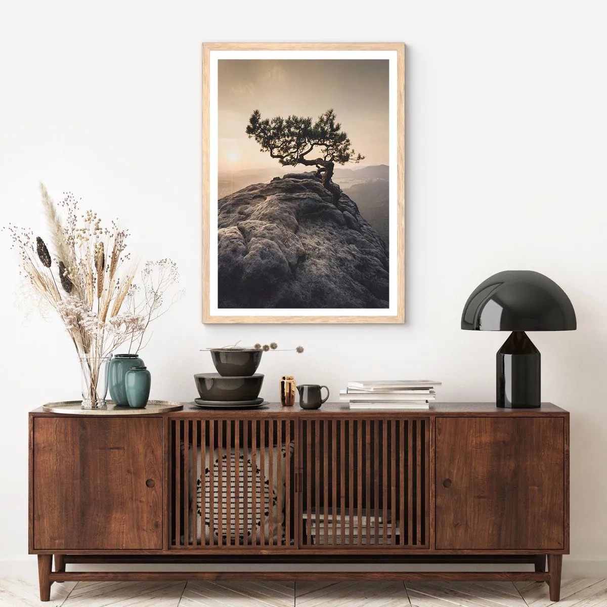 Poster in einem Rahmen aus heller Eiche - Das Leben gewinnt immer - 50x70 cm