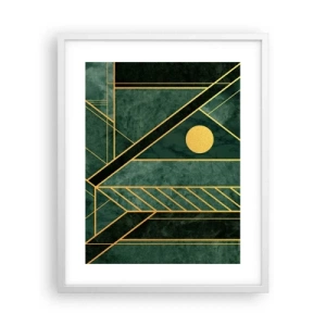 Poster in einem weißen Rahmen - Dynamik von Gold und Azurblau - 40x50 cm