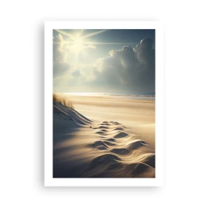 Poster - Goldene Dünen am Strand bei Sonnenuntergang - 50x70cm - Beruhigende Landschaft - Moderne Wanddekoration für Wohnzimmer und Schlafzimmer ARTTOR