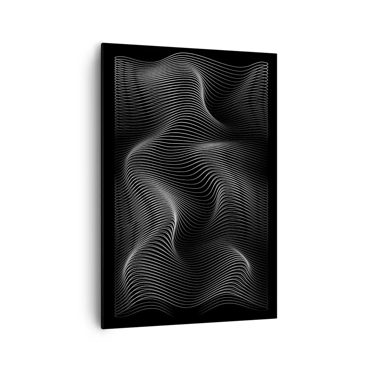 Bild auf Leinwand - Leinwandbild - Abstrakte weiße Linien auf schwarzem Hintergrund - 70x100cm - Lichttanz im Raum - Moderne Wanddekoration für Wohnzimmer und Schlafzimmer ARTTOR