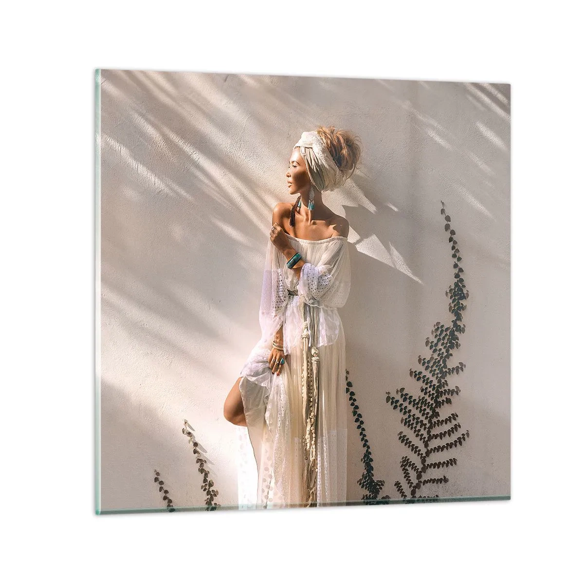 Glasbild - Bild auf glas - Die Sonne und das Mädchen - 30x30 cm