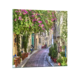 Glasbild - Bild auf glas - Blühende Gasse - 50x50 cm