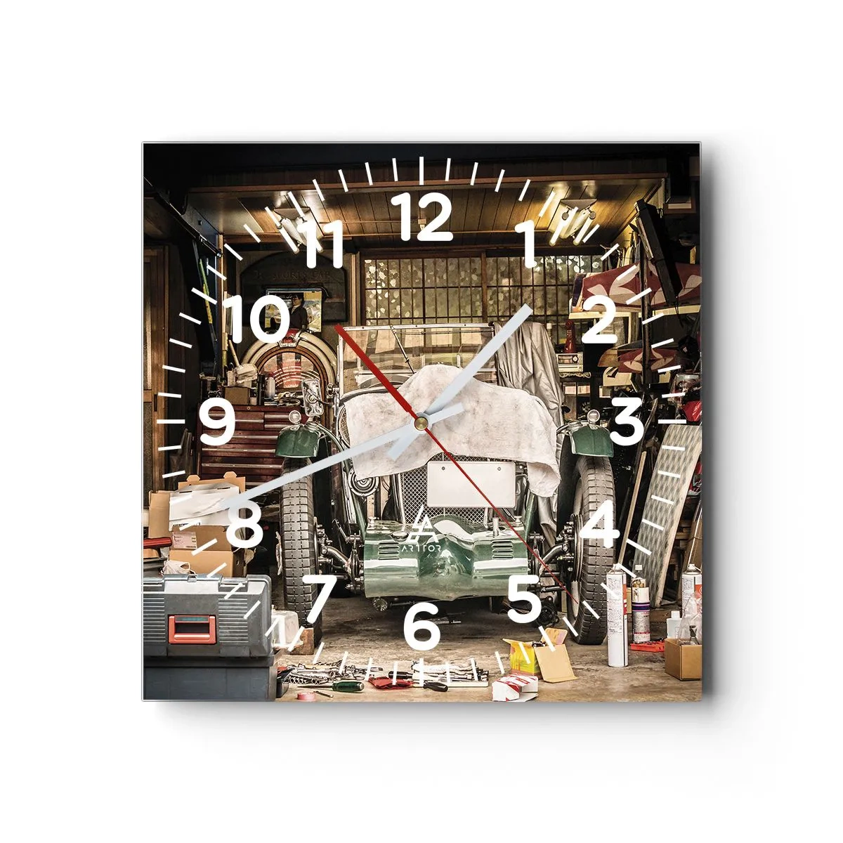 Wanduhr - Glasuhr - Zurück in die Vergangenheit - 40x40 cm