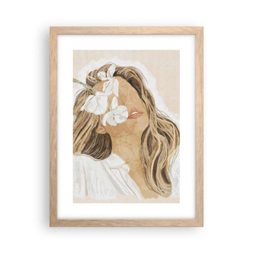 Poster in einem Rahmen aus heller Eiche - Unter den Blumen in Verzückung - 30x40 cm