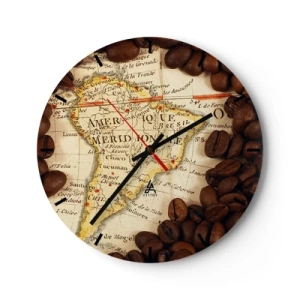 Wanduhr - Glasuhr - Woher kommt der beste Kaffee? - 40x40 cm