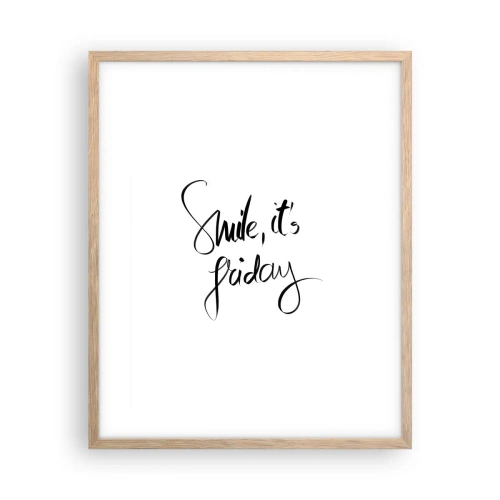 Poster in einem Rahmen aus heller Eiche - Echte Freude - 40x50 cm