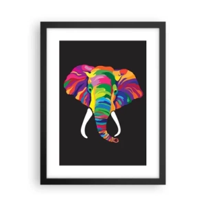 Poster in einem schwarzem Rahmen - Der Elefant, der es liebte, im Regenbogen zu baden - 30x40 cm
