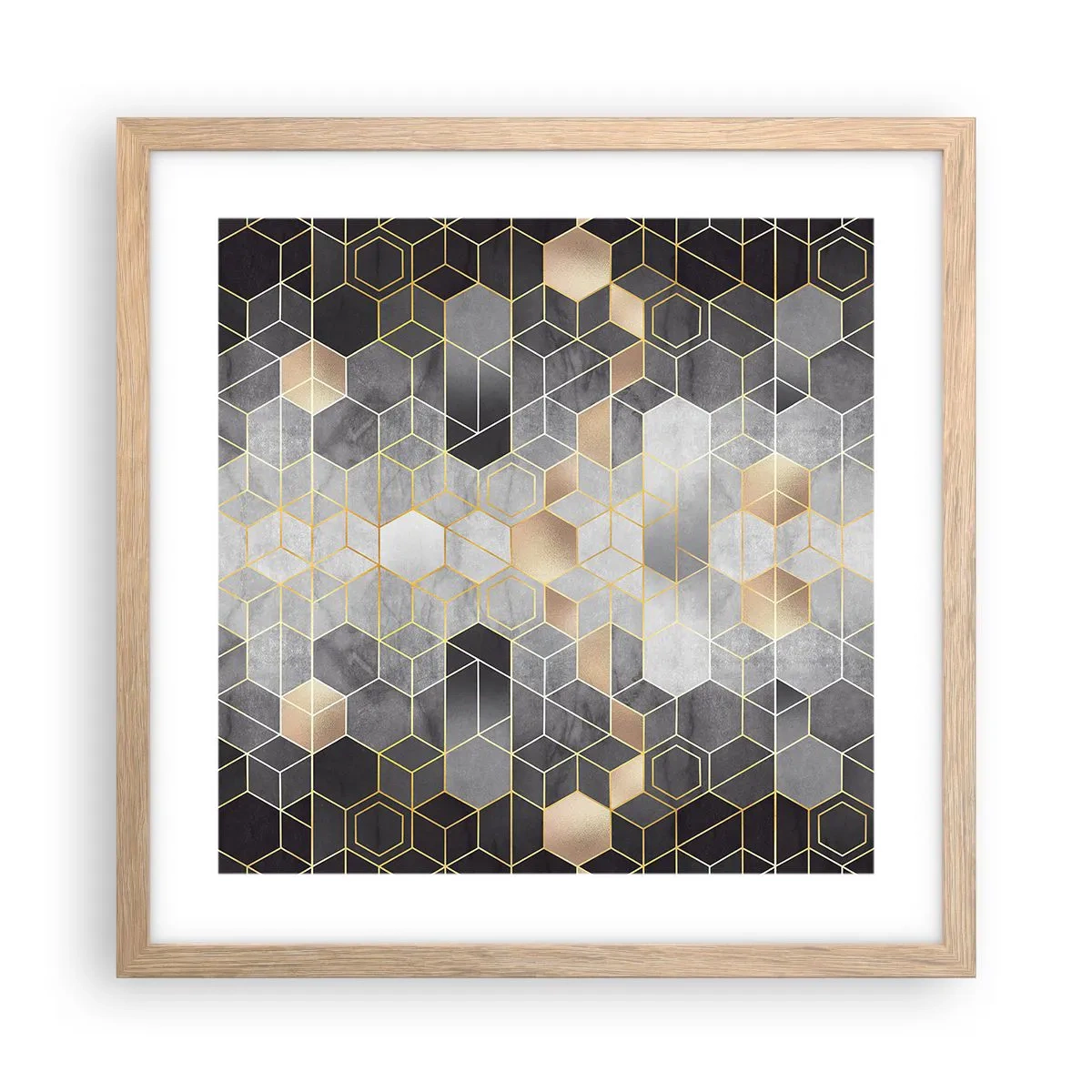 Poster in einem Rahmen aus heller Eiche - Diamant-Komposition - 40x40 cm