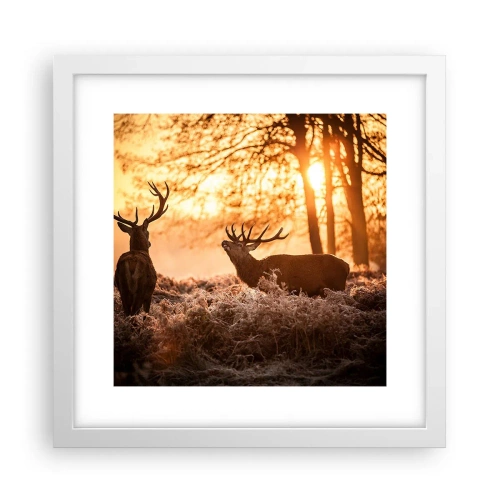Poster in einem weißen Rahmen - Der Traum eines Jägers - 30x30 cm