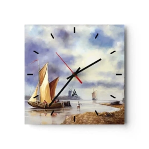Wanduhr - Glasuhr - Die Rückkehr der Seeleute - 40x40 cm