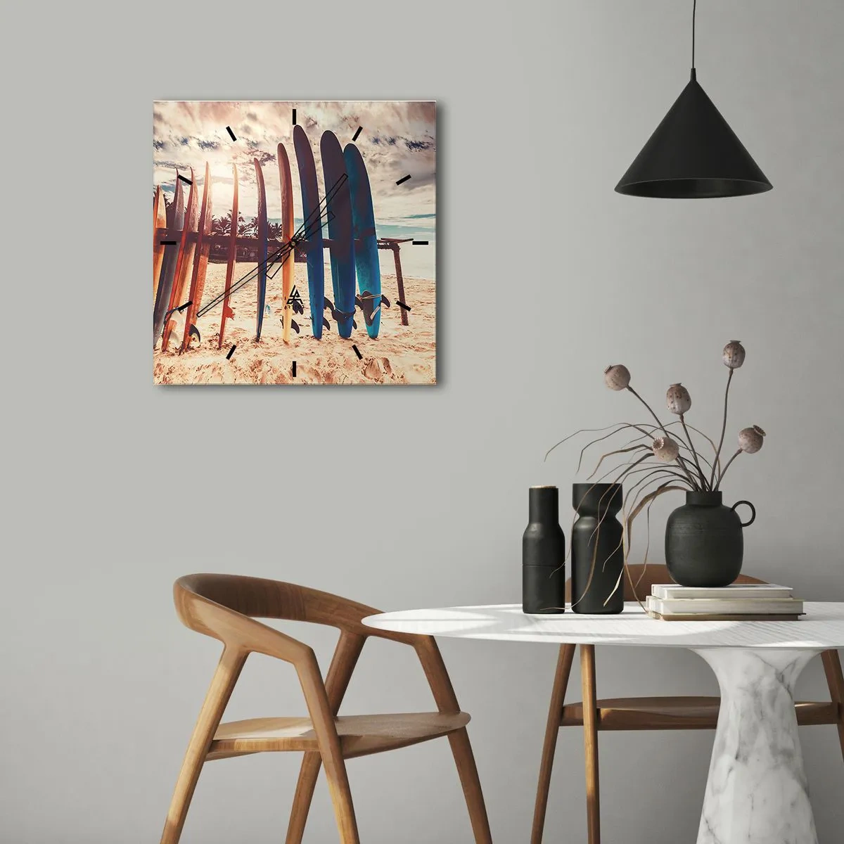 Wanduhr - Glasuhr - Gute Nacht bis morgen - 40x40 cm