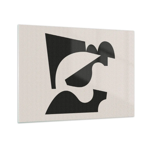 Glasbild - Bild auf glas - Abstrakte geometrische Schwarz-Weiß-Komposition - 70x50cm - Zum Selbstbauen - Moderne Wanddekoration für Wohnzimmer und Schlafzimmer ARTTOR