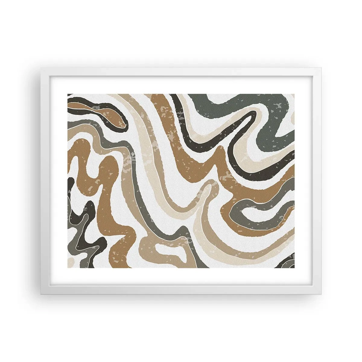 Poster in einem weißen Rahmen - Mäander in Erdfarben - 50x40 cm