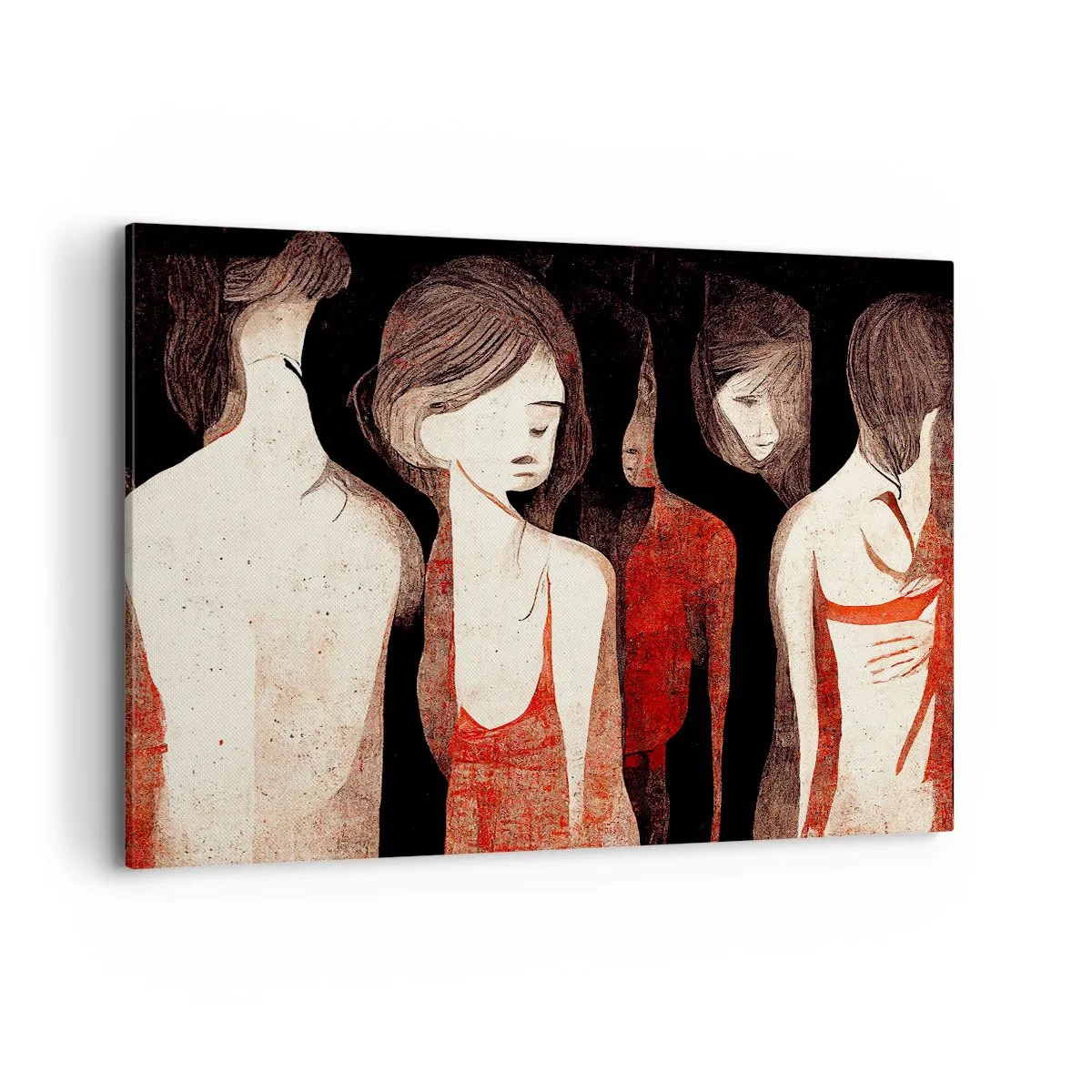 Bild auf Leinwand - Leinwandbild - Künstlerische Figuren in einer abstrakten Komposition - 120x80cm - Madonnen der Dunkelheit - Moderne Wanddekoration für Wohnzimmer und Schlafzimmer ARTTOR