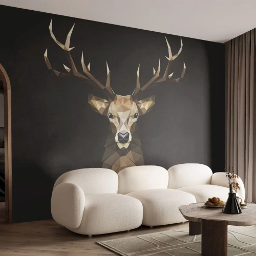 Fototapete Premium Canvas - Kubistischer Hirsch - Tiere, Reh, Grafik - 250x175 cm