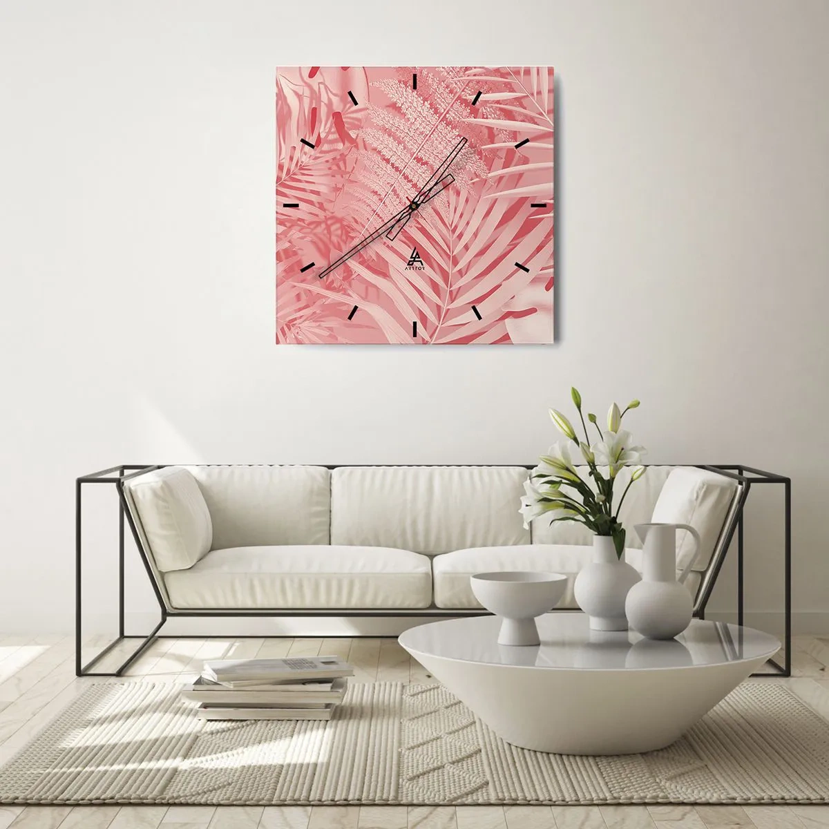 Wanduhr - Glasuhr - Rosa Konzept - 30x30 cm