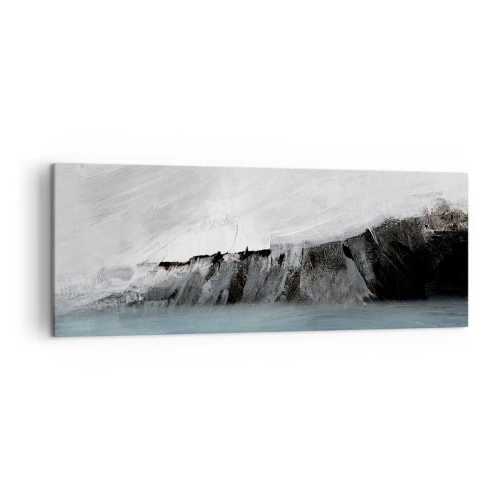 Bild auf Leinwand - Leinwandbild - Abstrakte Landschaft mit Wasser und felsigem Ufer - 140x50cm - Wasser – Erde: Kampf der Naturelemente - Moderne Wanddekoration für Wohnzimmer und Schlafzimmer ARTTOR