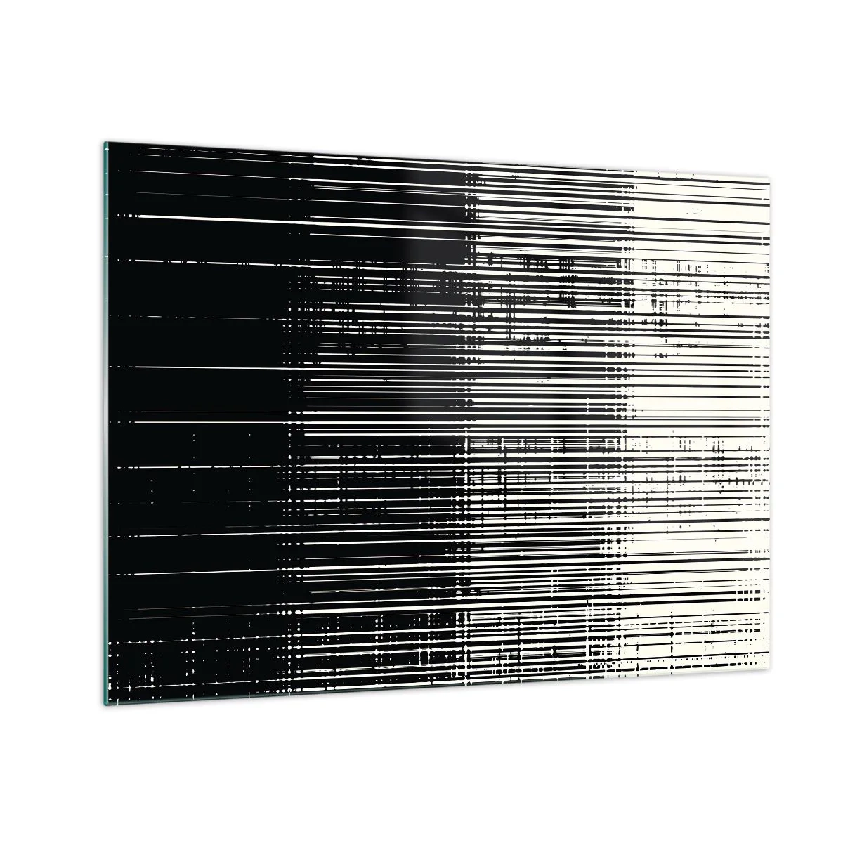 Glasbild - Bild auf glas - Schwarz-Weiß-Abstraktion mit horizontalen Linien, die einen Farbverlauf erzeugen - 70x50cm - Wellen und Vibrationen - Moderne Wanddekoration für Wohnzimmer und Schlafzimmer ARTTOR