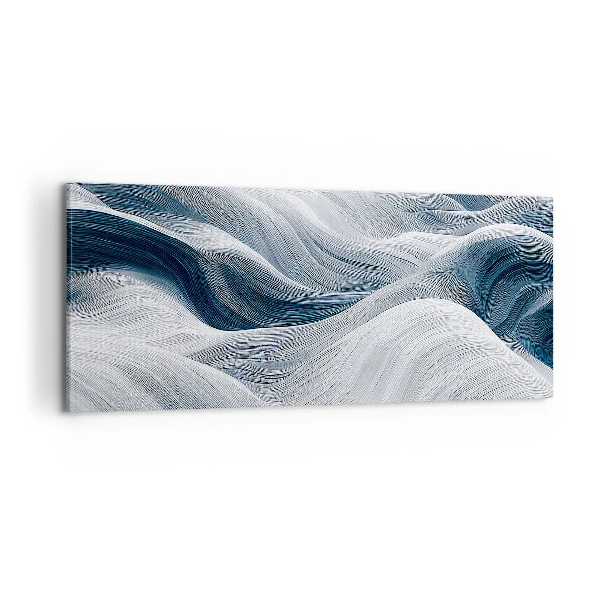Bild auf Leinwand - Leinwandbild - Weiße und blaue Wellen - 100x40 cm