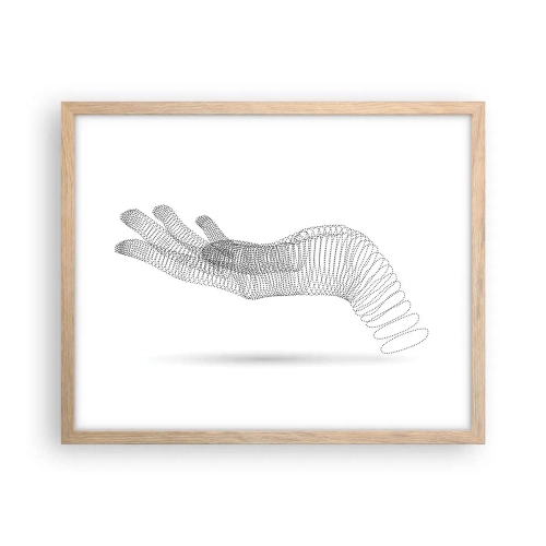 Poster in einem Rahmen aus heller Eiche - Federnde Hand - 50x40 cm