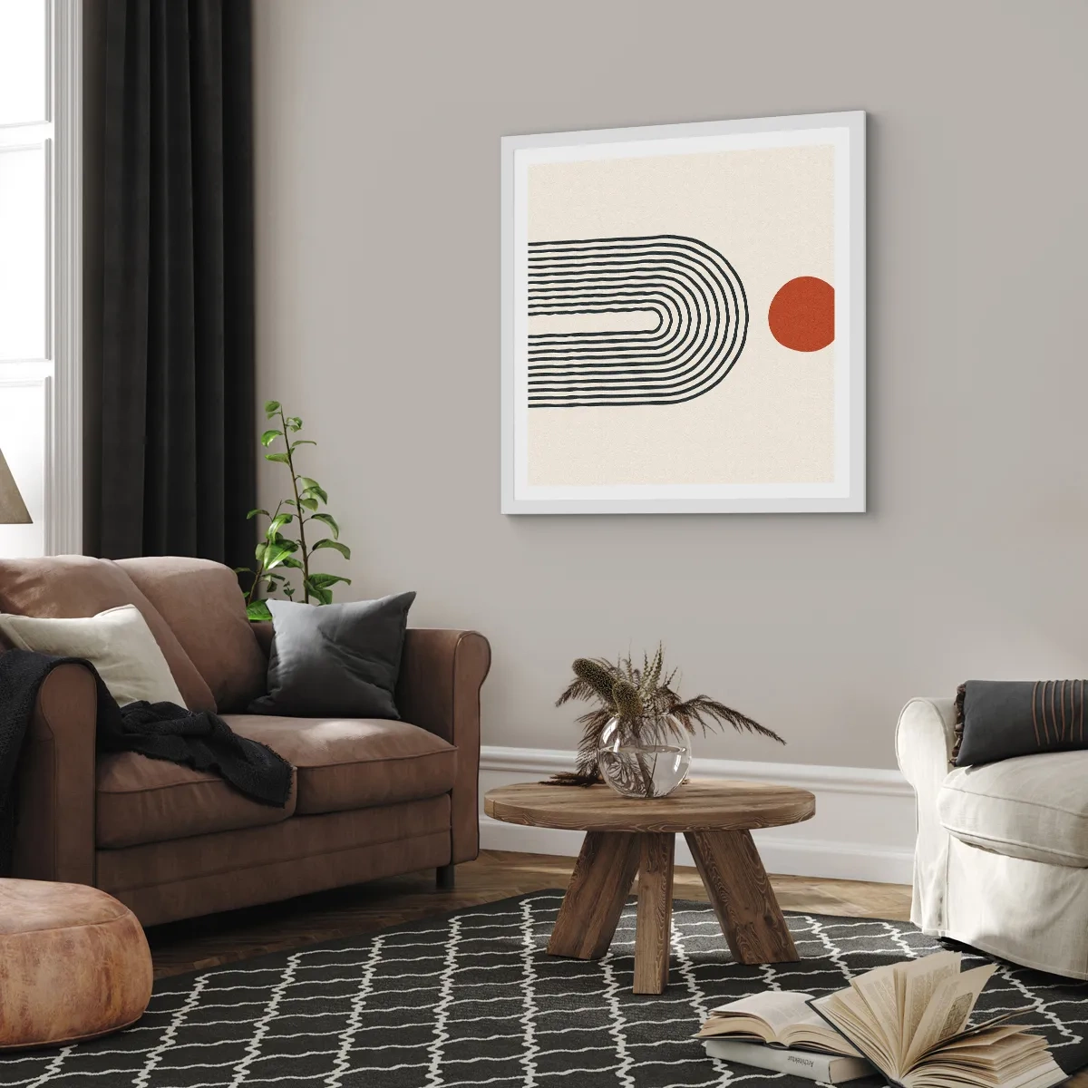 Poster in einem weißen Rahmen - Magnetismus von Formen und Farben - 40x40 cm