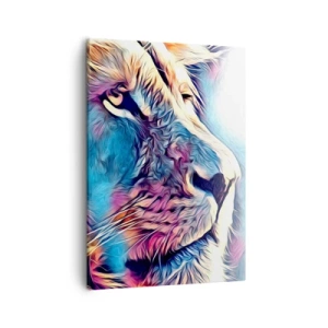 Bild auf Leinwand - Leinwandbild - Porträt eines Löwen in lebendigen, abstrakten Farben - 50x70cm - Die Weisheit der Natur - Moderne Wanddekoration für Wohnzimmer und Schlafzimmer ARTTOR
