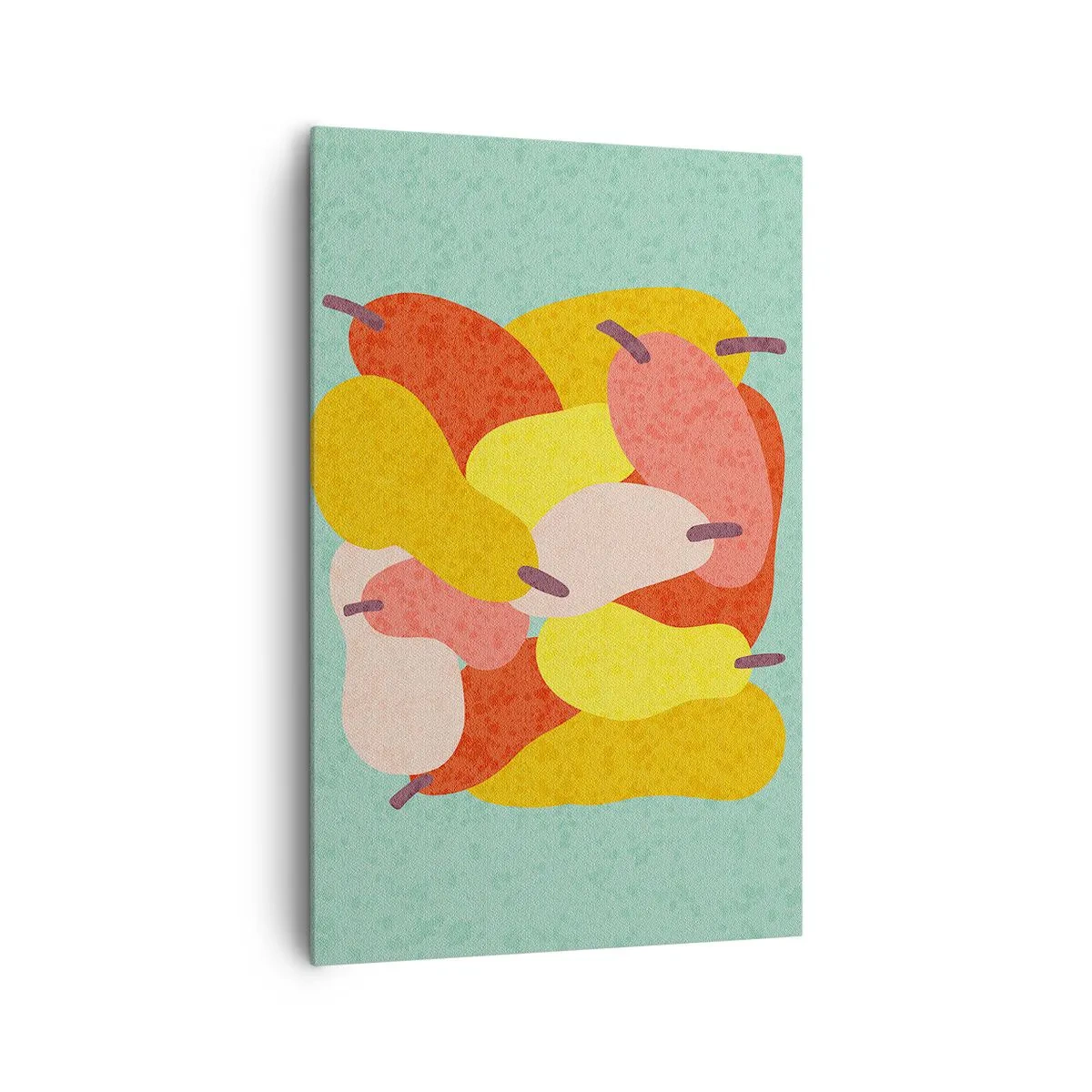 Bild auf Leinwand - Leinwandbild - Bunte abstrakte Birnen auf grünem Hintergrund - 80x120cm - Probieren Sie die Sommersonne - Moderne Wanddekoration für Wohnzimmer und Schlafzimmer ARTTOR