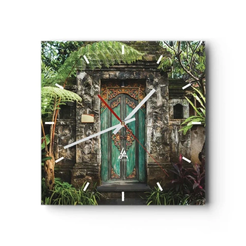 Wanduhr - Glasuhr - Eine Tür zu einer exotischen Welt - 40x40 cm