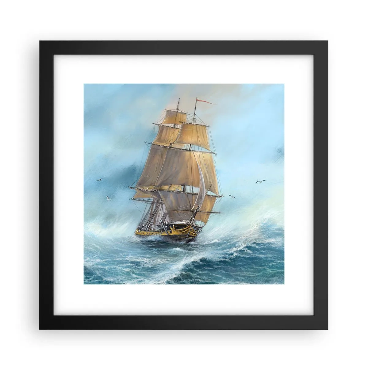 Poster in einem schwarzem Rahmen - Über die Wellen gleiten - 30x30 cm