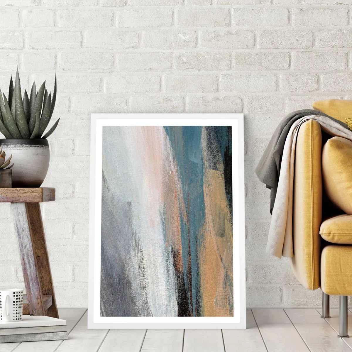 Poster in einem weißen Rahmen - Abstraktion: nördliche Landschaft - 30x40 cm