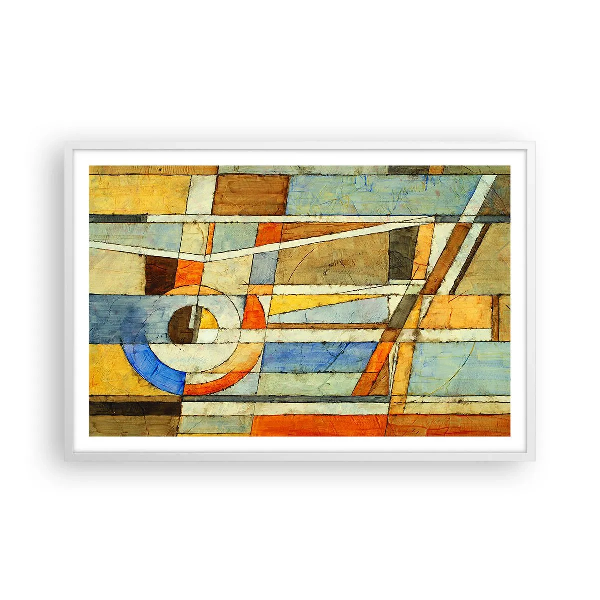Poster in einem weißen Rahmen - Kubismus auf der Baustelle - 91x61 cm