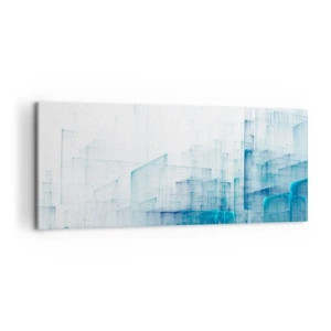 Bild auf Leinwand - Leinwandbild - Abstrakte geometrische Formen in Blautönen - 120x50cm - Wie der Raum wgeschaffen urde - Moderne Wanddekoration für Wohnzimmer und Schlafzimmer ARTTOR