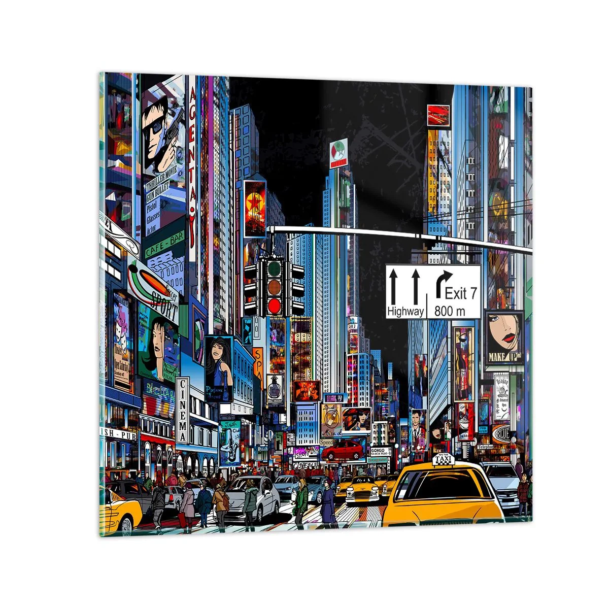 Glasbild - Bild auf glas - Comicbuch große Nacht - 30x30 cm